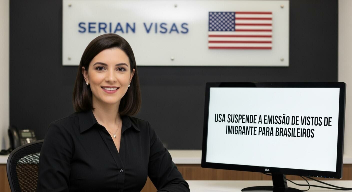 Imagem ilustrativa para o artigo Os EUA congelam a emissão de vistos de imigrante para brasileiros: quais vistos foram suspensos? da Serian Vistos